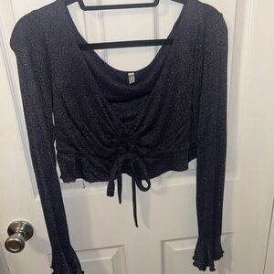 Elegant navy blue ruched Women's Top